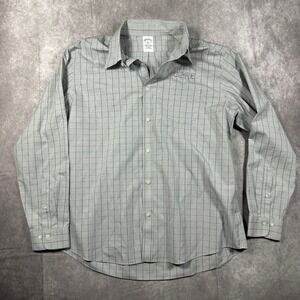 Brooks Brothers Mens XL Grey Check Wrinkle Free‎ Stretch Button Down Shirt CORE